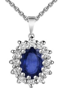 Firetti Damen Kette mit Anhänger "Schmuck Geschenk Silber 925 Halsschmuck Ankerkette Anhänger Diana", Silber 925 (Sterlingsilber), L: 45cm B: 1,1mm,