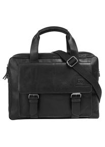 Bodenschatz Damen Aktentasche, schwarz, Leder, unifarben, leicht glänzend, Taschen, echt Leder