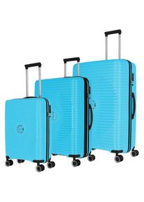 Travelite Trolleyset "ORBITA 4w S/M/L", blau, Polypropylen, unifarben, Koffer-Sets, Hartschalen-Koffer Kofferset Reiseset Handgepäck Aufgabegepäck