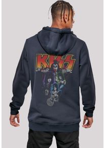 F4NT4STIC Herren Kapuzenpullover "Kiss Rock Music Band Neon Band", blau, casual, Gr. XS, Obermaterial: 65% Baumwolle, 35% Polyester, Pullover,