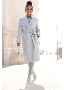 Lascana Damen Langmantel, grau, modisch, Gr. 34, meliert, Flanell, Obermaterial: 90% Polyester, 10% Viskose. Futter: 100% Polyester, Mäntel, mit