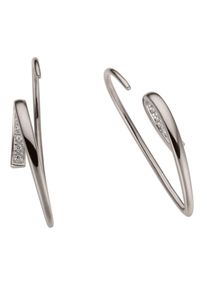 Firetti Damen Paar Ohrhänger "Schmuck Geschenk Gold 585 Ohrschmuck Ohrhaken Ohrringe Durchzieher", 0,04 ct P2 = erkennbare Einschlüsse, Weißgold