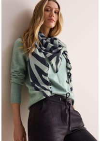 Cecil Damen Halstuch, blau, casual, gemustert, Stoff, 70% Polyester, 30% Viskose, Modetücher, mit grafischem Muster