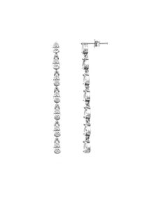 dKeniz Damen Paar Ohrhänger "925/- Sterling Silber rhodiniert Glänzend 5cm Zirkonia Weiß", ONE-SIZE, Silber 925 (Sterlingsilber), weiß, Silber 925