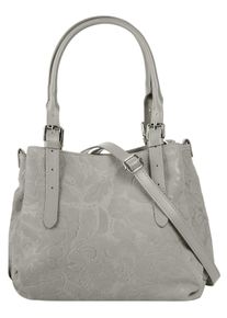 Samantha Look Damen Henkeltasche, grau, Leder, unifarben, Taschen, echt Leder, Made in Italy