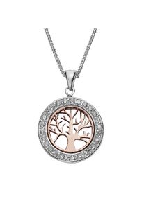 ZEEme Damen Kette mit Anhänger "Silber 925 zweifarbig mit Lebensbaum-Motiv", 45cm, Silber 925 (Sterlingsilber), L: 45cm B: 19.0mm, rosa, Silber 925