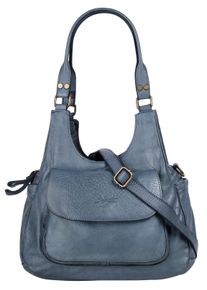 Samantha Look Damen Umhängetasche, blau, Leder, unifarben, leicht glänzend, Taschen, echt Leder, Made in Italy