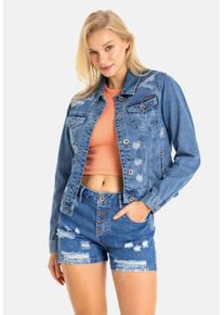 Cipo & Baxx CIPO & BAXX Damen Jeansjacke "Jeansjacke", blau, casual, Gr. S, unifarben, 100% Baumwolle, Jacken, Mit praktischen Brusttaschen, WJ212