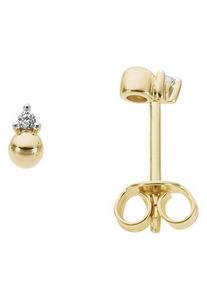 Firetti Damen Paar Ohrstecker "Schmuck Geschenk Gold 333 Ohrschmuck Kugel Dreieck Solitär", 0,02 ct P2 = erkennbare Einschlüsse, Gelbgold