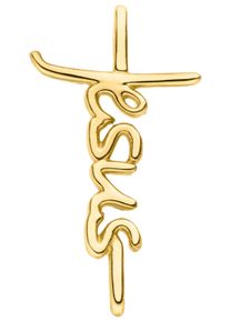 Jobo Damen Ketten-Anhänger "Kreuz mit Jesus-Schriftzug", Gelbgold 375, gelb, Gelbgold 375, Schmuckanhänger, 375 Gold 20 mm