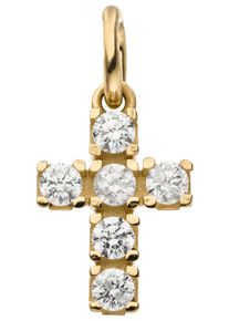 Jobo Damen Ketten-Anhänger "Anhänger Kleines Kreuz", Gelbgold 375, gelb, Gelbgold 375, Schmuckanhänger, 375 Gold mit 6 Zirkonia
