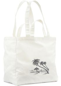 Vivance Damen Shopper "Strandtasche", beige, Textil, unifarben mit Farbeinsatz, Taschen, Sommertasche, Schultertasche mit Palmenmotiv VEGAN