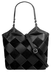 Samantha Look Damen Shopper, schwarz, Leder, Taschen, echt Leder, Made in Italy