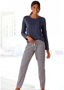 Vivance Dreams Pyjama mehrfarbig Gr. 32/34 für Damen. Rundhals und Allover-Druck. Bequem. Nachhaltig.