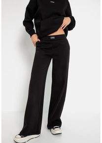 LSCN BY LASCANA Sweatpants 'LSCNSandblack' schwarz Gr. 40/42 für Damen. Mit Badge, Logoschriftzug. Bequem. Nachhaltig.