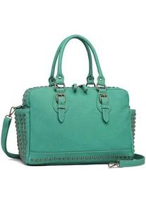 Schultertasche "Boho", Damen, Gr. B/H/T: 34cm x 24cm x 12cm onesize, gr&uuml;n (jade), Polyurethan (PU), Collezione Alessandro, Taschen Schultertasche, mit 2 Seitenf&auml;chern