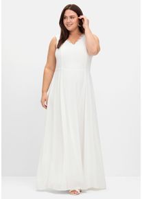Große Größen Hochzeitskleid mit floraler Spitze und Chiffon Gr. 56 weiß geblümt von sheego für Damen