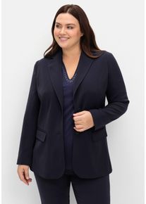 Große Größen Langer, taillierter Blazer mit Reverskragen Gr. 46 blau von sheego für Damen