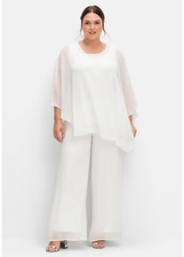 Große Größen Weite Chiffonhose im Lagenlook, gefüttert Gr. 48 weiß von sheego für Damen