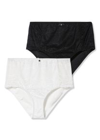 Große Größen Doppelpack Taillenslips mit Spitzeneinsatz Gr. 40/42 schwarz/weiß von sheego für Damen