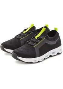 Sneaker John Devin "Schn&uuml;rschuh, Freizeitschuh, Halbschuh, Schn&uuml;rhalbschuh, Turnschuh", Damen, Gr. 41, schwarz (schwarz, neon), Obermaterial: 60% Textilmaterial, 40% Lederimitat. Decksohle: 100% Textilmaterial. Futter: 100% Textilmaterial. Laufsohle: 100% Synthetik, unifarben mit Farbeins&auml;tzen, Schuhe Sneaker, im sportiven Look mit leichter Sohle Unisex VEGAN