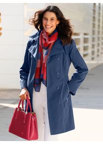 Inspirationen Damen Trenchcoat, blau, Gr. 38, unifarben, unifarben mit Farbeinsatz, unifarben mit Farbeinsätzen, 64% Baumwolle, 36% Polyamid, Mäntel