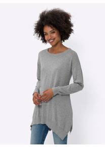 Heine Damen Strickpullover "Pullover", grau, Gr. 42, unifarben, 100% Baumwolle, Pullover