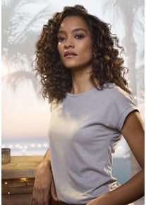Vivance Damen Rundhalsshirt "mit dezentem Glitzerdruck", grau, casual, Gr. 32, bedruckt, Single Jersey, Obermaterial: 62% Polyester, 33% Viskose, 5%
