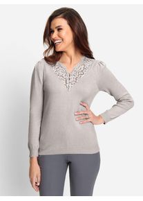 Lady Damen Strickpullover "Pullover", grau, Gr. 38, unifarben, 45% Viskose, 35% Polyamid, 20% Polyester, Spitze:100% Polyester, Pullover