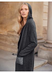 Inspirationen Damen Strickjacke, grau, Gr. 38, unifarben, gemustert, 100% Polyacryl, Strickjacken