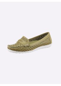 Gemini Damen Slipper, Gr. 41, grün, Glattleder, sportlich, Schuhe