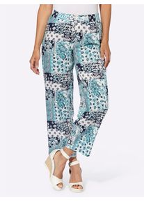 Inspirationen Damen Culotte, blau, Gr. 36, gemustert, mehrfarbig, bedruckt, 100% Viskose, Hosen