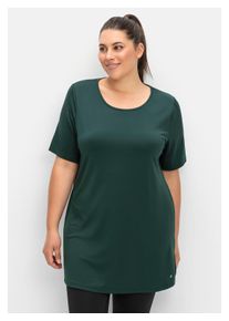 sheego Damen Longshirt "Große Größen", grün, sportlich, Gr. 40, unifarben, Obermaterial: 90% Polyester, 10% Elasthan, Shirts, mit atmungsaktiver,