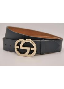 AnnaMatoni Damen Ledergürtel, blau, casual, Gr. 95, unifarben, Rindsleder, Gürtel, mit goldener Schließe
