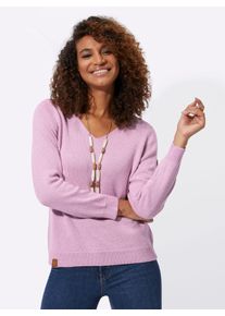 Casual Looks Damen V-Ausschnitt-Pullover "Pullover", lila, Gr. 36, meliert, 50% Baumwolle, 50% Polyacryl, Pullover