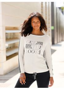 Inspirationen Damen Strickpullover "Pullover", schwarz-weiß, Gr. 44, gemustert, mehrfarbig, bedruckt, 50% Baumwolle, 50% Polyacryl, Pullover