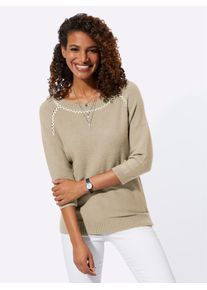 Inspirationen Damen 3/4 Arm-Pullover "3/4-Arm-Pullover", beige, Gr. 38, unifarben, 50% Viskose, 28% Polyester, 22% Polyamid, Pullover
