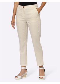 Inspirationen Damen 7/8-Hose, beige, Gr. 40, unifarben, 80% Viskose, 20% Leinen, Hosen