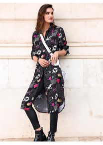Inspirationen Damen Hemdblusenkleid "Kleid", schwarz-weiß, Gr. 40, gemustert, mehrfarbig, 100% Viskose, Kleider