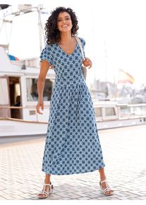 Inspirationen Damen Jerseykleid "Jersey-Kleid", blau, Gr. 40, gemustert, mehrfarbig, bedruckt, Jersey, Single Jersey, 95% Viskose, 5% Elasthan,