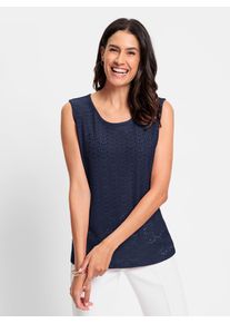 Inspirationen Damen Shirttop, blau, Gr. 40, unifarben, 95% Polyester, 5% Elasthan, Tops