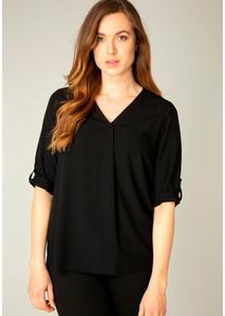 Base Level Damen Shirtbluse, schwarz, casual, Gr. 38, unifarben, Web, Obermaterial: 100% Viskose, Blusen, mit V-Ausschnitt
