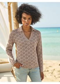 Heine Damen Strickpullover "Pullover", beige, Gr. 48, unifarben, 50% Baumwolle, 50% Polyacryl, Pullover