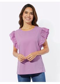 Classic Basics Damen Blusentop, lila, Gr. 44, unifarben, 100% Baumwolle, Spitze:100% Baumwolle, Blusen