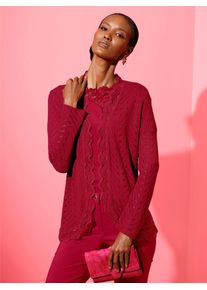 CRÉATION L CREATION L Damen Ajourstrickjacke, rot, Gr. 38, unifarben, 42% Viskose, 30% Lyocell, 28% Polyester, Strickjacken