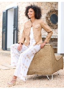 Heine Damen Jackenblazer "Blazer", braun, Gr. 42, 69% Baumwolle, 28% Polyester, 3% Elasthan, Einsatz:100% Baumwolle, Blazer