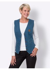 Classic Basics Damen Jeansweste, blau, Gr. 44, unifarben, 81% Baumwolle, 17% Polyester, 2% Elasthan, Westen