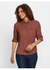 Casual Looks Damen Langarmbluse, rot, Gr. 40, unifarben, 100% Baumwolle, Blusen