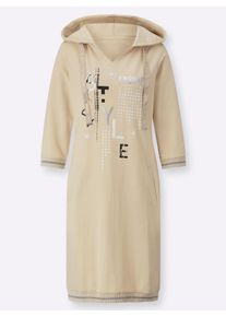 Inspirationen Damen Sweatkleid "Shirtkleid", beige, Gr. 44, gemustert, mehrfarbig, bedruckt, Jersey, Single Jersey, 50% Baumwolle, 50% Polyester,