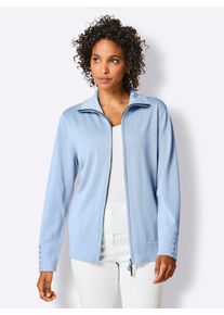 Damen Strickjacke, blau, Gr. 36, CREATION L PREMIUM, unifarben, 97% Baumwolle, 2% Polyamid, 1% Polyester, Strickjacken